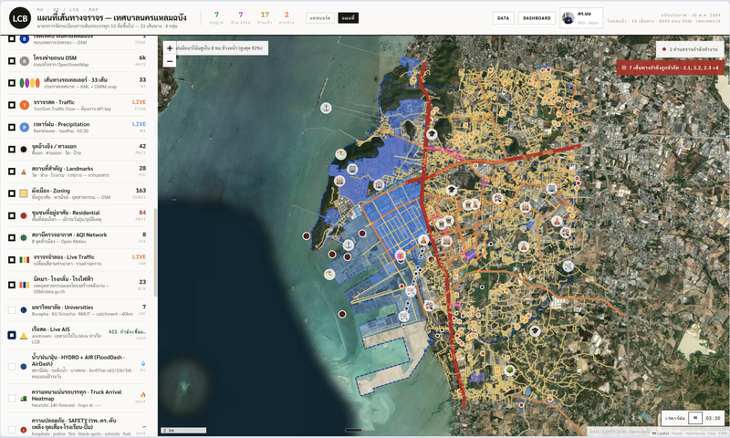 Laem Chabang City — LCB Map (33 km · 4 communities · 17 routes)