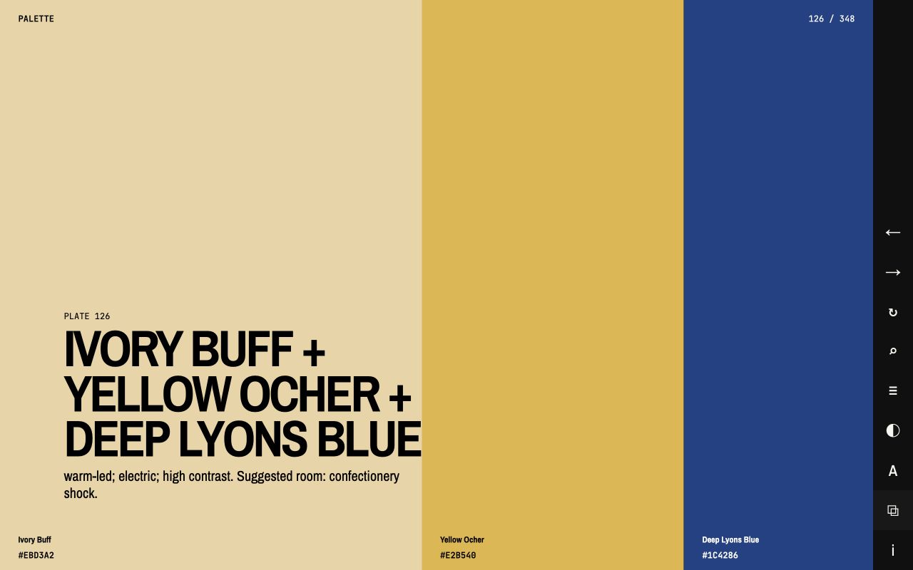 Palette — plate 126: Ivory Buff, Yellow Ocher, and Deep Lyons Blue